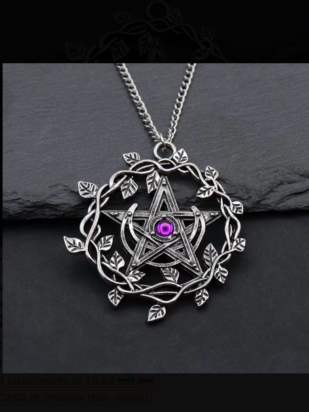 ⭐️ Silver-Tone Pentagram Leaf Pendant Necklace